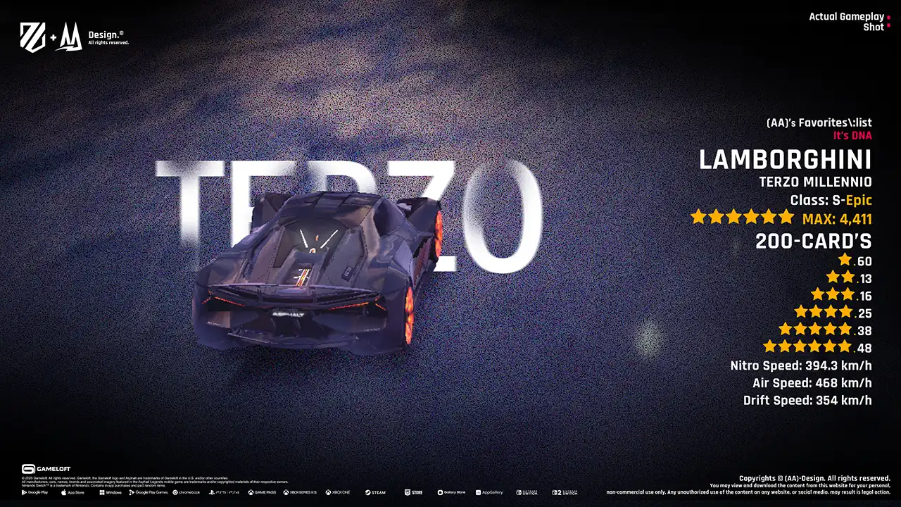 Asphalt 9: Legends design